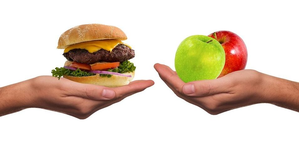 valg mellem sund og usund mad